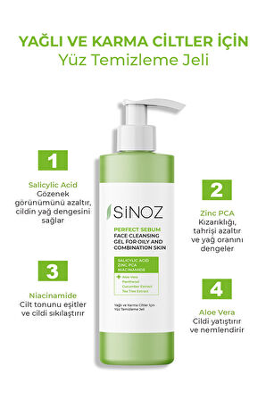 Sinoz Perfect Sebum Dengeleyici Yüz Temizleme Jeli 400 ml Yağlı Karma Ciltler Için