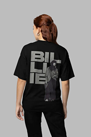 Billie Eilish Tasarım Arka Baskılı Unisex Oversize Şarkıcı Tişört