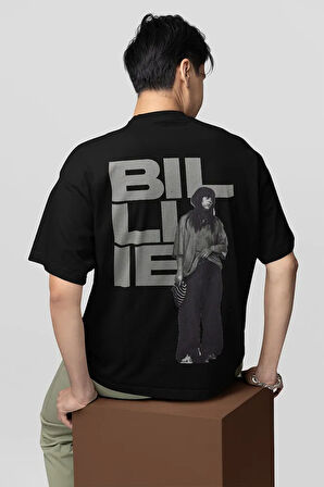 Billie Eilish Tasarım Arka Baskılı Unisex Oversize Şarkıcı Tişört