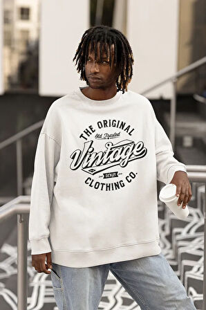The Original Vintage Clothing Yazılı Unisex Oversize Sweatshirt