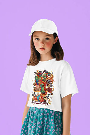 Minecraft Baskılı Unisex Oyun Çocuk Tişört (1-12 YAŞ)
