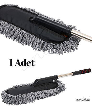 Mikrofiber Örgü Başlıklı Araç Yıkama ve Toz Alma Mopu – Gri Renk