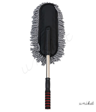 Mikrofiber Örgü Başlıklı Araç Yıkama ve Toz Alma Mopu – Gri Renk