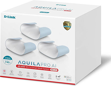 D-Link M60 Aquila Pro Aı AX6000 Wi-Fi 6 Smart Mesh Router 3 Pack