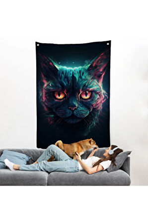 Savaşçı Kedi Duvar Örtüsü-7900