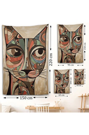 Desenli Kedi Duvar Örtüsü-7901
