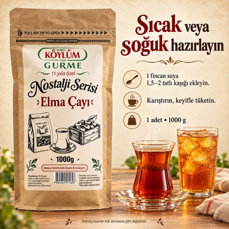 Köylüm Gurme Nostalji Serisi Elma Çayı 1000 g - 1 Adet