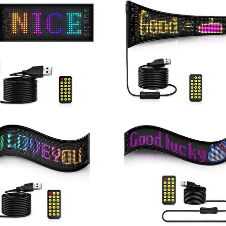 Rgb Led Matrix Panel Dijital Ekran  37X9 CM App Kontrollü Kumandalı 16x64 Led Animasyon Kayan Ekran