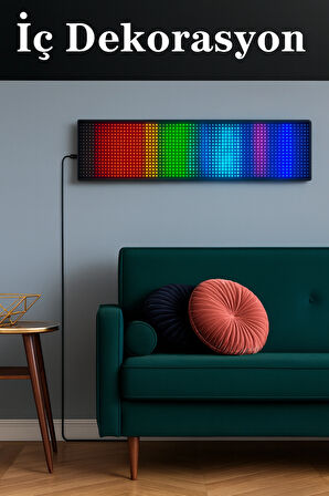 Rgb Led Matrix Panel Dijital Ekran  37X9 CM App Kontrollü Kumandalı 16x64 Led Animasyon Kayan Ekran