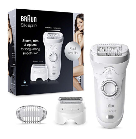 Braun Silk-épil 9 9705 SensoSmart Kablosuz Islak&Kuru 3 Ek Parçalı 2'si 1 Arada Epilatör