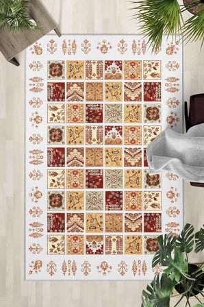 Kaymaz Taban Yıkanabilir Halı – Mutfak, Salon, Yatak Odası için Modern Dijital Baskı Halı (SLNHALI34