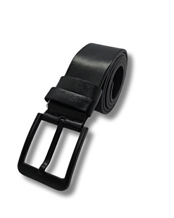 Hakiki Deri Premium Erkek Kemer, Siyah Manda Derisi, 4.5 cm Genişlik, Çelik Toka, Klasik Tasarım Tarz6ZBW5SH