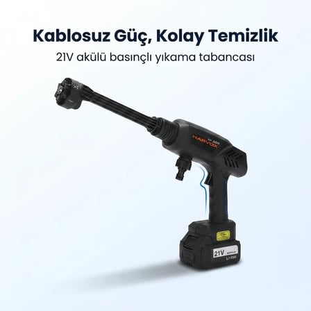 Oto Yıkama Tabancası HX-3000 Şarjlı Akü Çift Batarya Yüksek Basınçlı Çantalı Araç Yıkama Makinesi