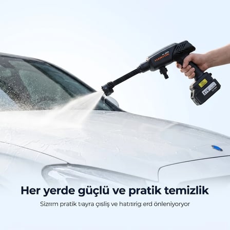 Oto Yıkama Tabancası HX-3000 Şarjlı Akü Çift Batarya Yüksek Basınçlı Çantalı Araç Yıkama Makinesi