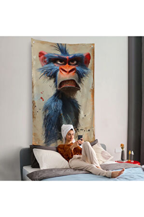 Sinirli Maymun Duvar Örtüsü-7905