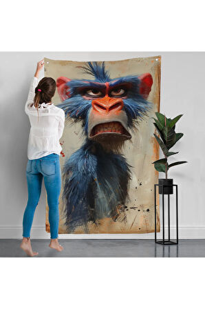 Sinirli Maymun Duvar Örtüsü-7905