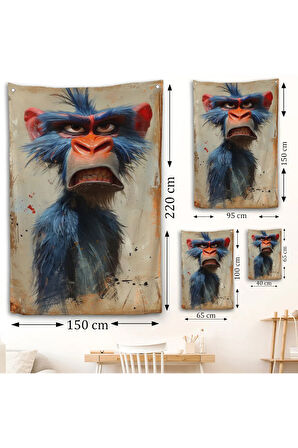 Sinirli Maymun Duvar Örtüsü-7905