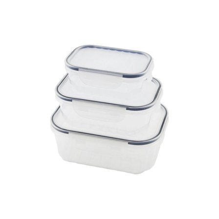 3pcs Sızdırmaz Saklama Kabı Seti Şeffaf Kap Buğulu Contalı Kapak 500 1000 1700ml