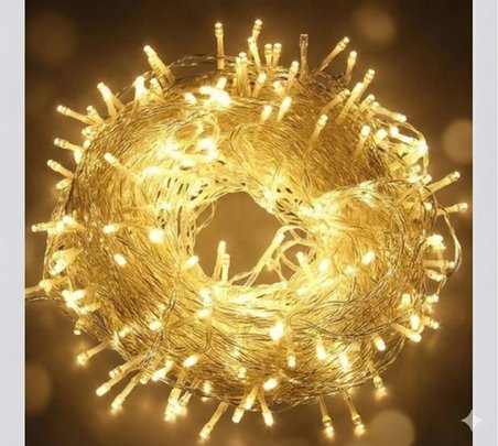 Yılbaşı Aydınlatması 100 Led Perde Hortum Sıcak Beyaz Işık - 10 Metre Dekoratif Şeffaf Kablolu Süs