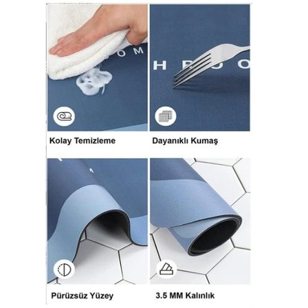 Süper Su Emici Kaymaz Tabanlı Banyo Paspası (40x60)cm