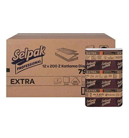 Extra Z Katlı 12x200 Yaprak Dispenser Havlu