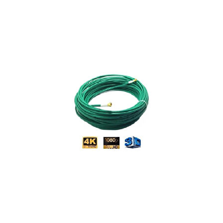 15 Metre 64 Tel Rg6/u4 Gold Uçlu Anten Kablosu 3D 4K Fullhd 1080 Tak Kullan - Yeşil