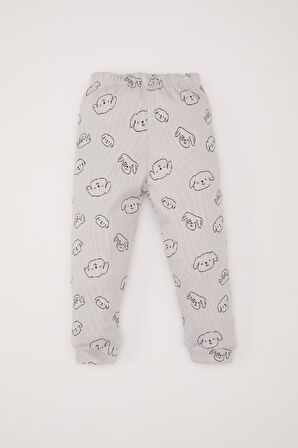 DeFacto Erkek Bebek Pijama Takımı Fitilli Kaşkorse Bisiklet Yaka Desenli Uzun Kollu Üst Beli Lastikli Uzun Alt D7148A524WNGR470