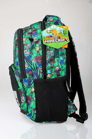 x Dekomus Lisanslı Minecraft Creeper Piksel Desenli Büyük Boy Okul Çantası 