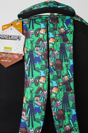 x Dekomus Lisanslı Minecraft Creeper Piksel Desenli Büyük Boy Okul Çantası 