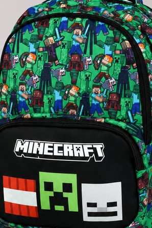 x Dekomus Lisanslı Creeper Piksel Desenli Büyük Boy Okul Çantası Ve Kalem Çantası Seti