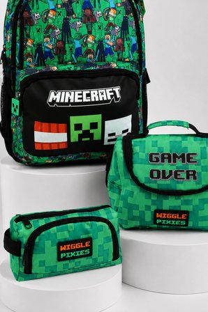 x Dekomus Lisanslı Minecraft Büyük Boy Okul,Termoslu Beslenme Ve Kalem Çantası Seti