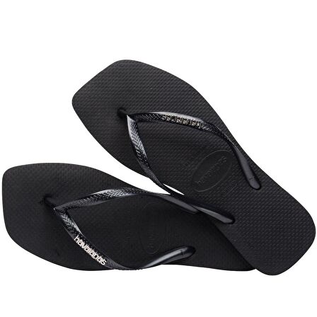 HAVAIANAS Slim Square Logo Metallic Black/Silver 4148257-2976