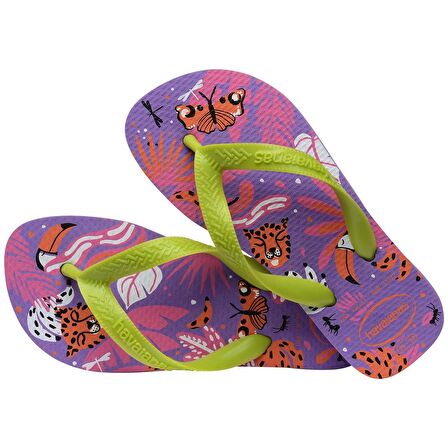 Havaianas Kids Top Fashion Lemon Greendark Purple  Mor Çocuk Terlik