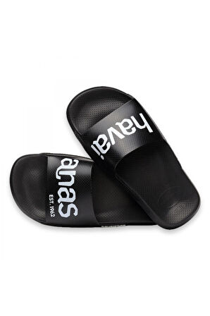 Havaianas 4148124 Slide Classic Logomania Tek Bant Siyah-Beyaz Unisex Terlik