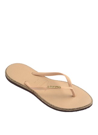 Havaianas Bej - Altın Kadın Plaj Terliği SLIM POINT GLITTER