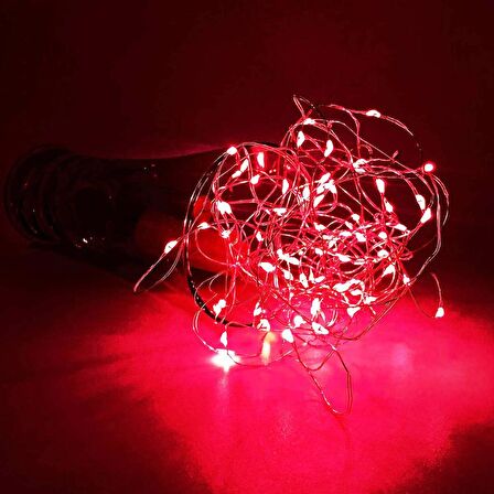 4 METRE KIRMIZI PİLLİ LED IŞIK KIRMIZI LED IŞIK KIRMIZI YILBAŞI AĞACI IŞIĞI KIRMIZI NOEL IŞIĞI PARLAK MODLU IŞIK