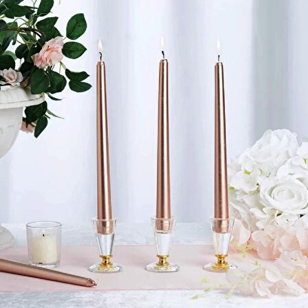 10 ADET PARLAK ROSE GOLD ŞAMDAN MUMU ROSE GOLD YILBAŞI MUMU VIP KALİTE ROSE GOLD DEKOR ŞAMDAN MUMU ROSE GOLD YILBAŞI MUMLARI ROSE GOLD ŞAMDAN MUMU