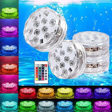 LED IŞIKLI BARDAK ALTLIĞI RGB SUBMERSİBLE LED LİGHT IP68 REMOTE CONTROL 16 COLORS SU GEÇİRMEZ DEKOR DİSK IŞIK RGB KUMANDALI RENKLİ LED IŞIK