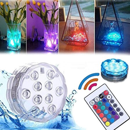 LED IŞIKLI BARDAK ALTLIĞI RGB SUBMERSİBLE LED LİGHT IP68 REMOTE CONTROL 16 COLORS SU GEÇİRMEZ DEKOR DİSK IŞIK RGB KUMANDALI RENKLİ LED IŞIK