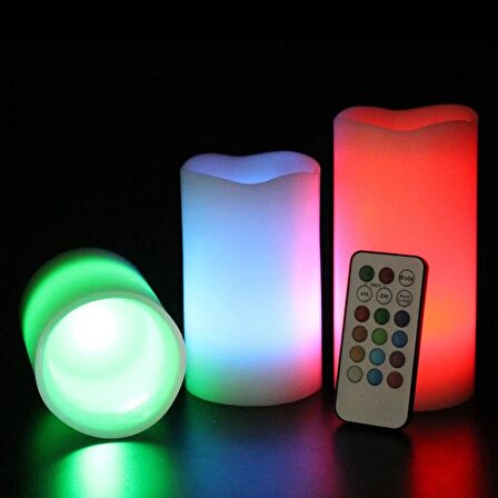 IŞIKLI ROMANTİK MUMLAR LED REMOTE CONTROL ELECTRONİC CANDLE KUMANDALI RENKLİ IŞIKLI MUM 3LÜ SET IŞIKLI MUM