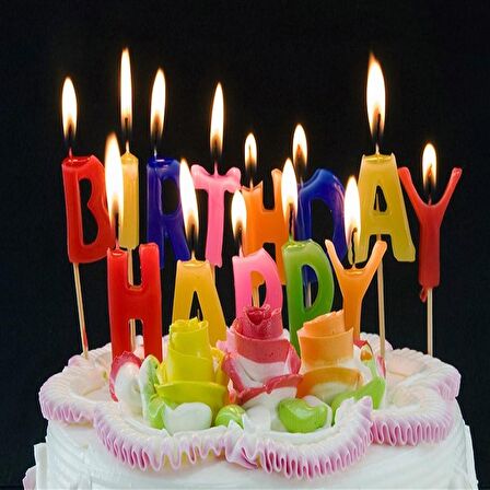 RENKLİ YAZILI HAPPY BIRTHDAY DOĞUM GÜNÜ MUMU RENKLİ HAPPY BIRTHDAY PASTA MUMU HAPPY BIRTHDAY CANDLE