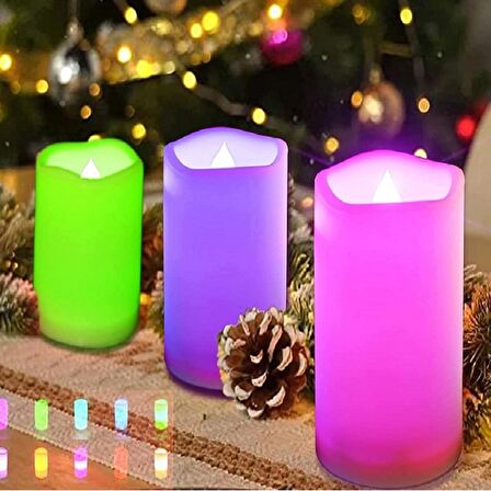 LED REMOTE CONTROL ELECTRONİC CANDLE KUMANDALI RENKLİ IŞIKLI MUM 3LÜ SET IŞIKLI MUM ROMANTİK DEKOR MUM