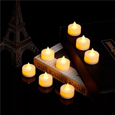 WARM LİGHT CANDLES 24 ADET GÜN IŞIĞI LED IŞIKLI MUM GÜN IŞIĞI LED MUM SARI IŞIKLI MUM ROMANTİK DEKOR