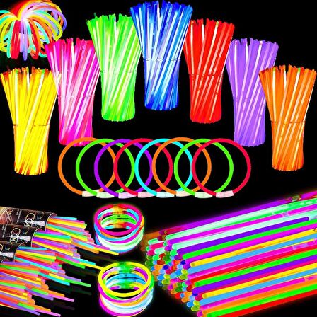 1.KALİTE 100 ADET GLOW STİCK IŞIKLI FOSFOR ÇUBUK IŞIKLI BİLEKLİK IŞIKLI KOLYE  IŞIKLI ÇUBUK NEON IŞIK