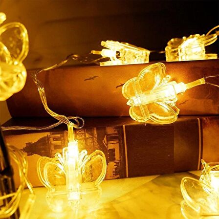 KELEBEK MANDAL LED IŞIK GÜN IŞIĞI LED IŞIK BUTTERFLY CLİPS STRİNG LED LİGHTS PİLLİ PİLLİ LED IŞIK