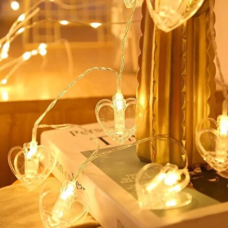 MANDAL LED IŞIK HEART PHOTO CLİP STRİNG LED LİGHT PİLLİ KALPLİ GÜN IŞIĞI LED IŞIK KIR DÜĞÜNÜ IŞIKLARI