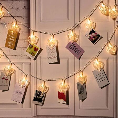 MANDAL LED IŞIK HEART PHOTO CLİP STRİNG LED LİGHT PİLLİ KALPLİ GÜN IŞIĞI LED IŞIK KIR DÜĞÜNÜ IŞIKLARI