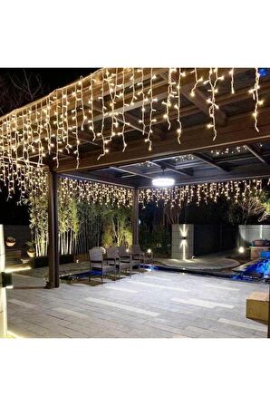 DEKOR RAMAZAN IŞIKLARI LED WARM LİGHT 4 METRE GÜN IŞIĞI SAÇAK PERDE LED IŞIK 16 DALLI SAÇAK LED IŞIK