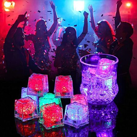 12 ADET LED IŞIKLI BUZ KÜPÜ LED LİGHT ICE CUBE RENKLİ LED IŞIKLI VIP KALİTE BUZ KÜPÜ CLUB IŞIKLARI