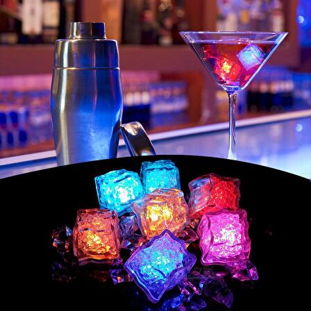 12 ADET LED IŞIKLI BUZ KÜPÜ LED LİGHT ICE CUBE RENKLİ LED IŞIKLI VIP KALİTE BUZ KÜPÜ CLUB IŞIKLARI